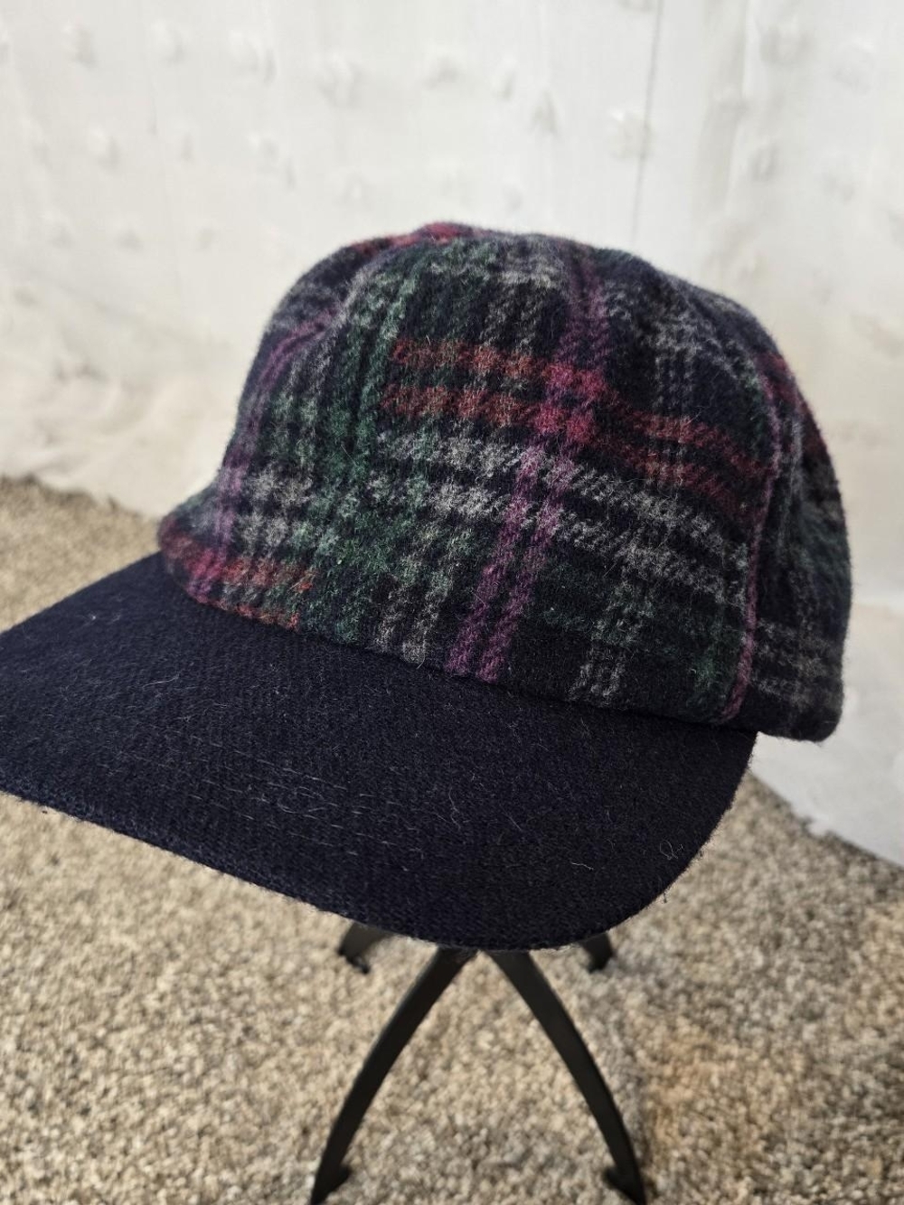 3M Thinsulate Insulated Plaid Hat with Navy Brim and Pink/Green Accents